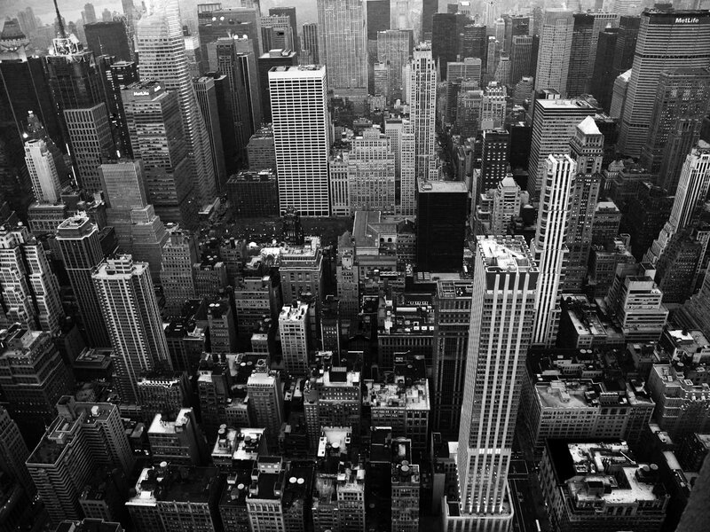 Aerial View of City Skyscrapers — Black
