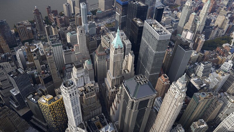 Aerial View of City Skyscrapers — Gray, Dramatic