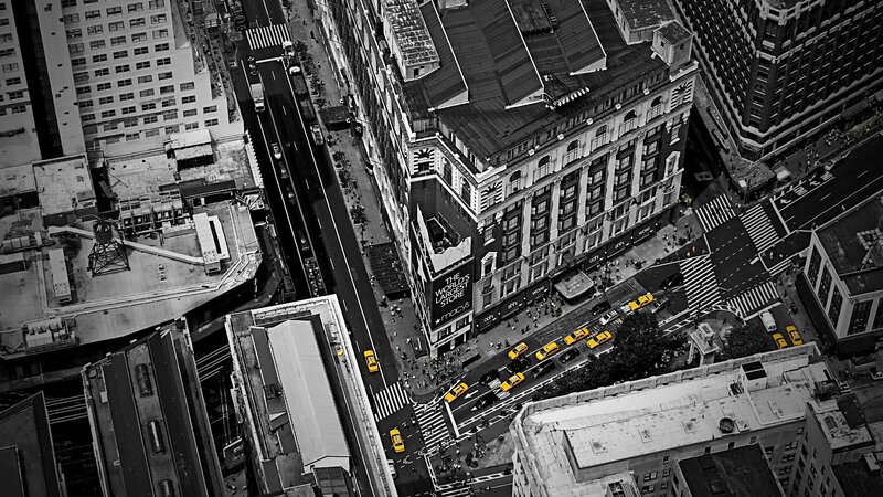 Aerial View of City Street — Black