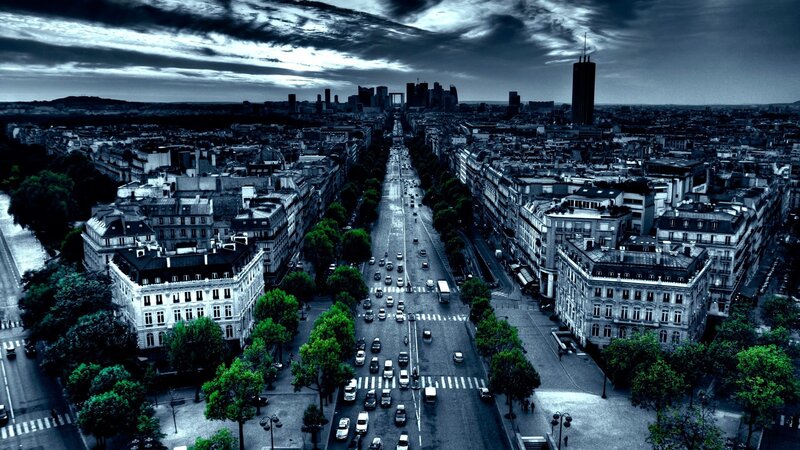 Aerial View of City Street — Blue