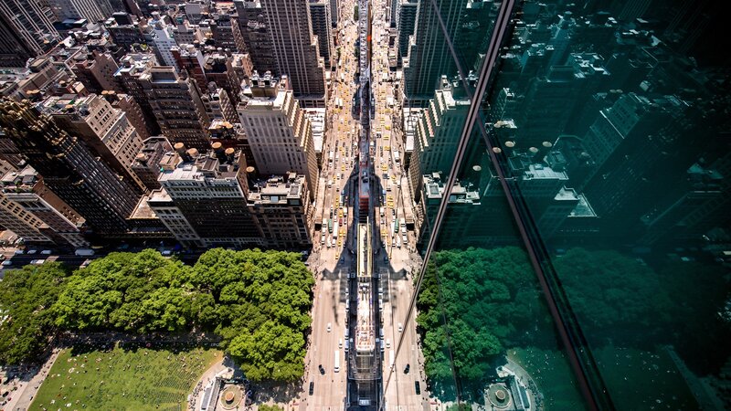 Aerial View of City Street — Green