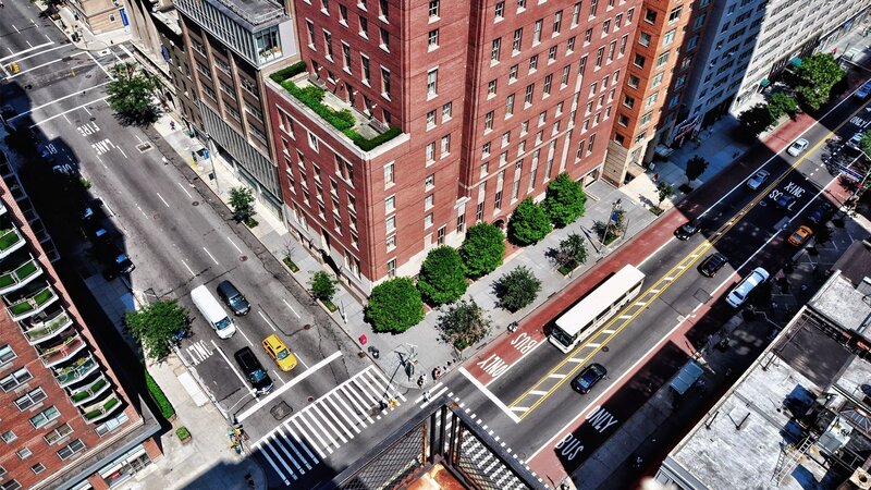 Aerial View of City Street — Red