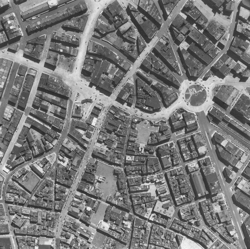 Aerial view of city streets