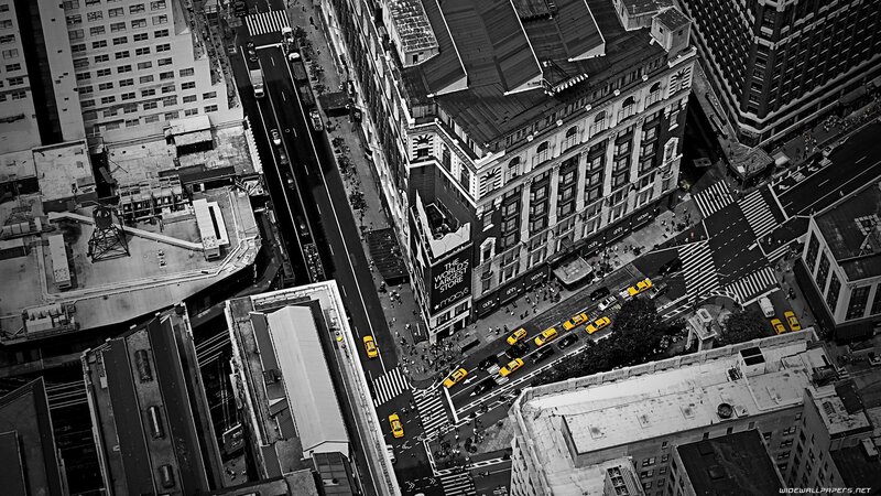 Aerial View of City Streets — Black, Urban