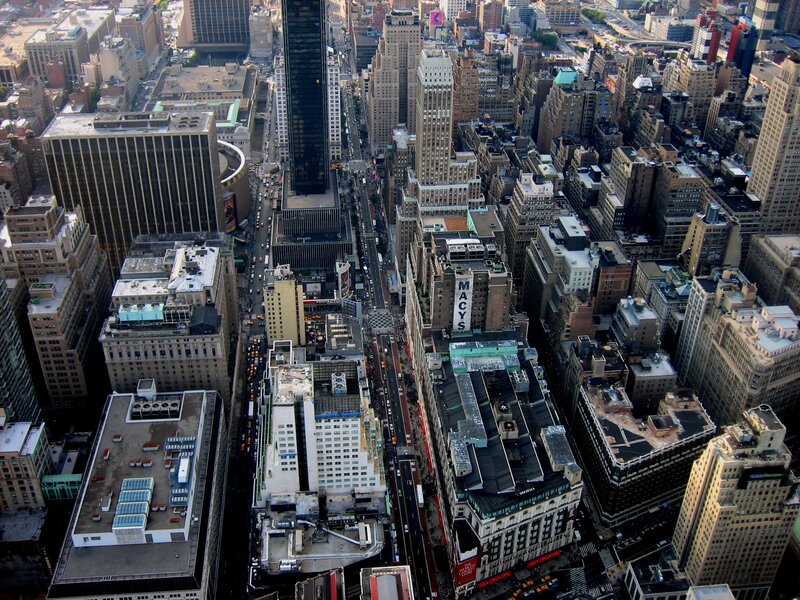 Aerial View of City Streets — Gray, Busy