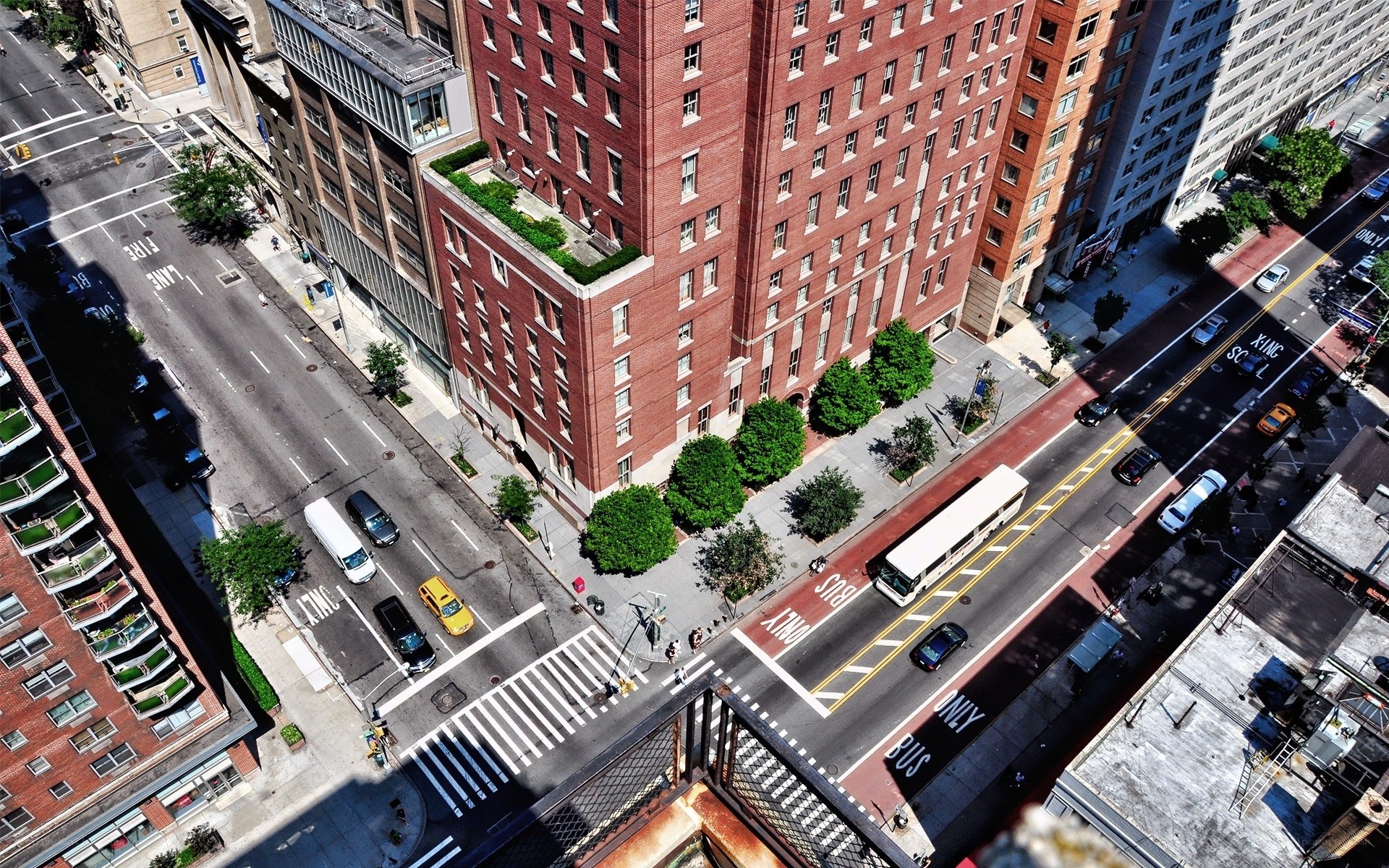 Aerial view of city streets