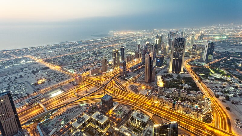 Aerial View of City — Yellow, Dramatic