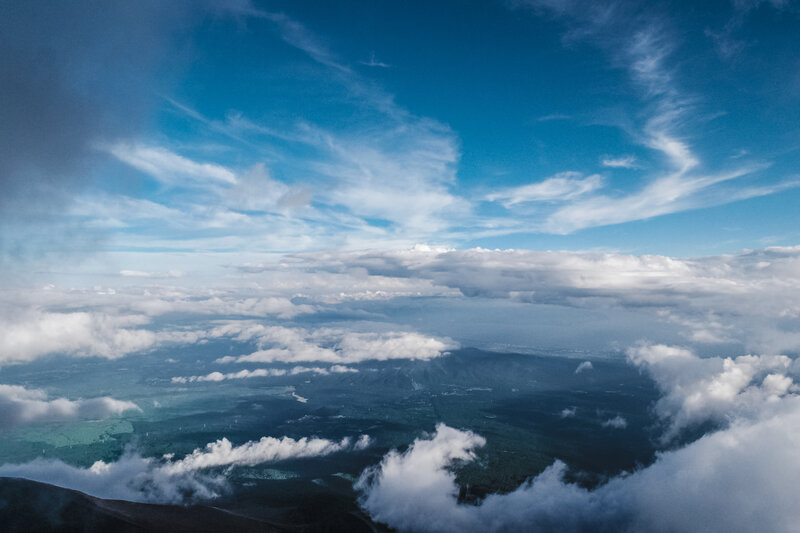 Aerial view of clouds and landscape