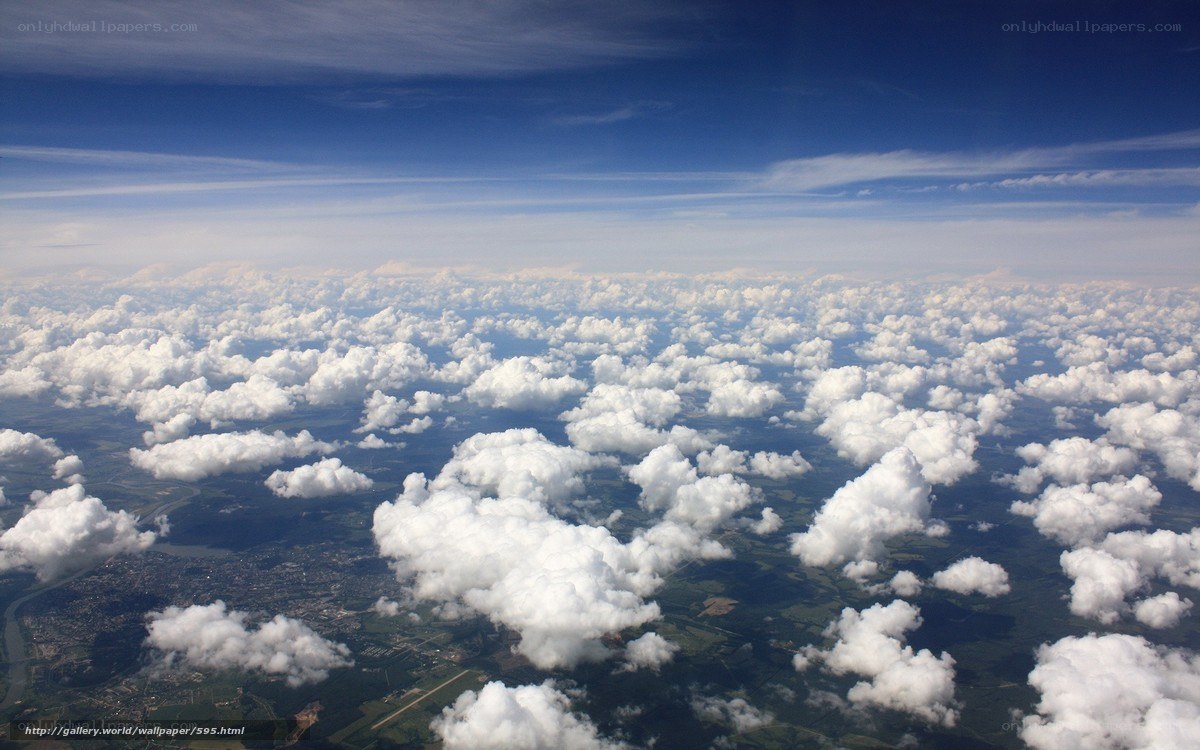 Aerial view of clouds and landscape