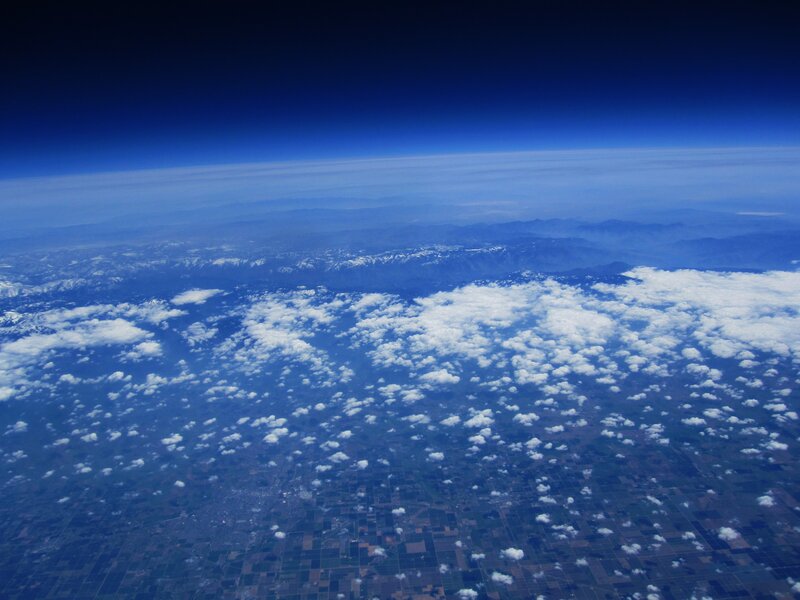Aerial view of clouds and mountains