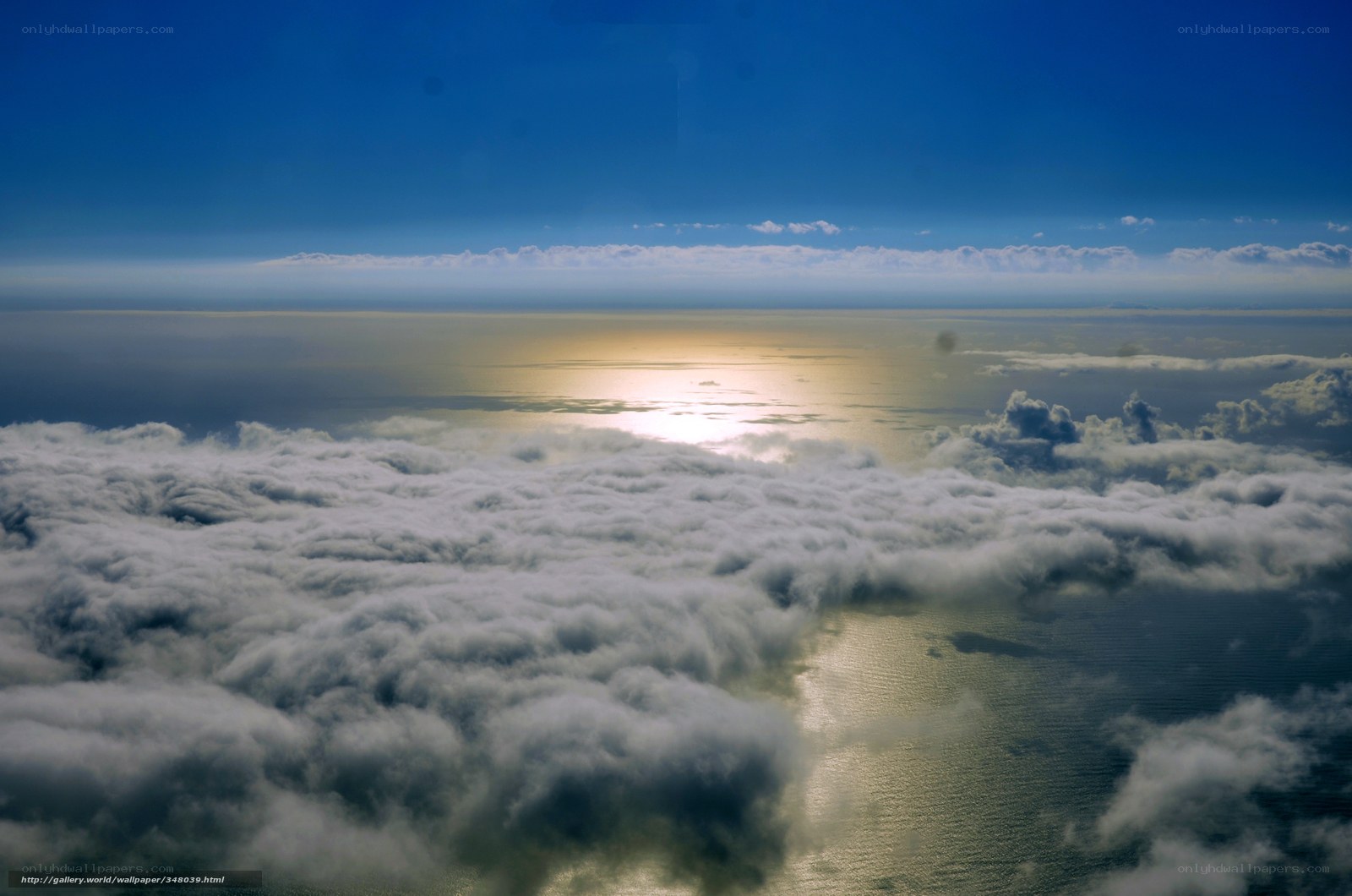 Aerial view of clouds and ocean