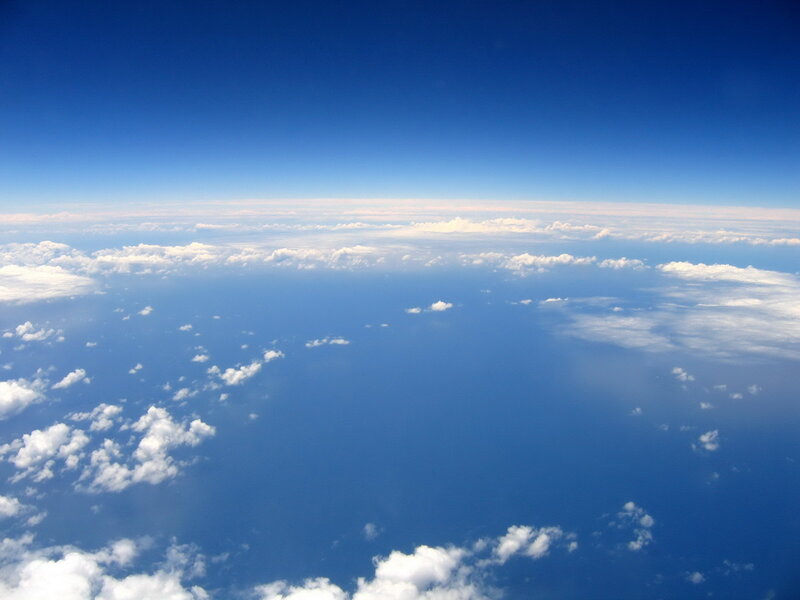 Aerial view of clouds and ocean