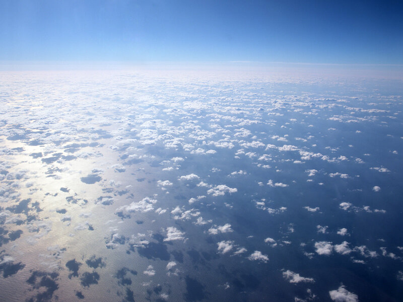 Aerial view of clouds and ocean