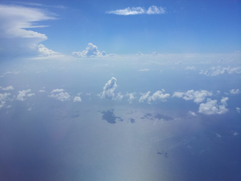 Aerial view of clouds and ocean