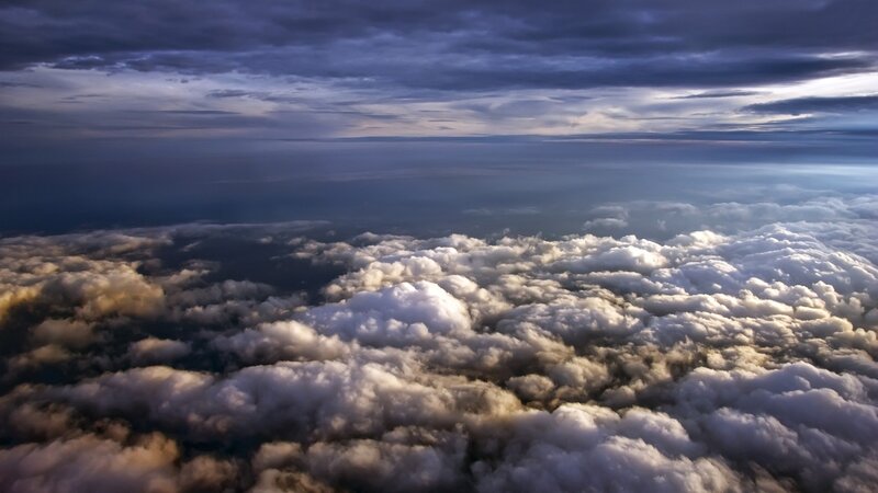 Aerial view of clouds at dusk