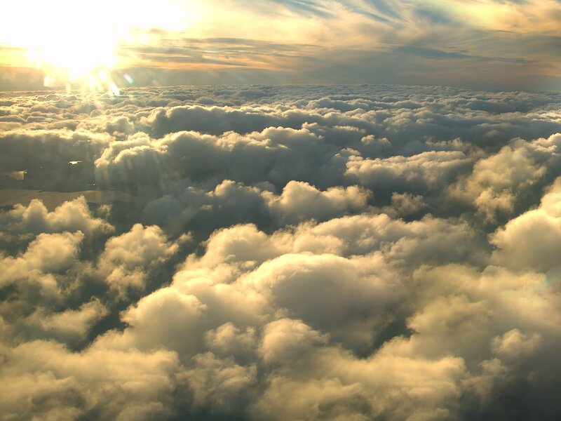 Aerial view of clouds at sunrise