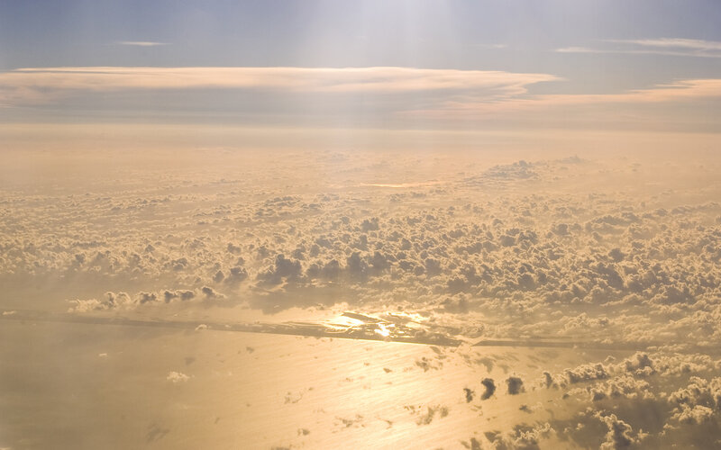 Aerial view of clouds at sunrise