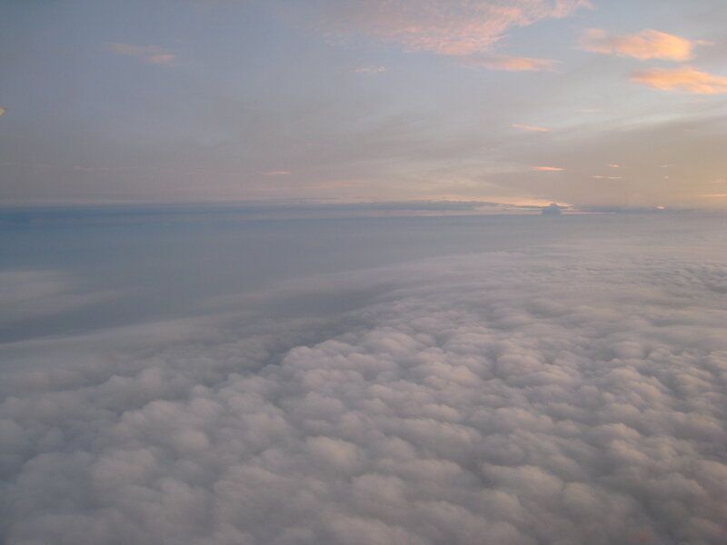 Aerial view of clouds at sunset
