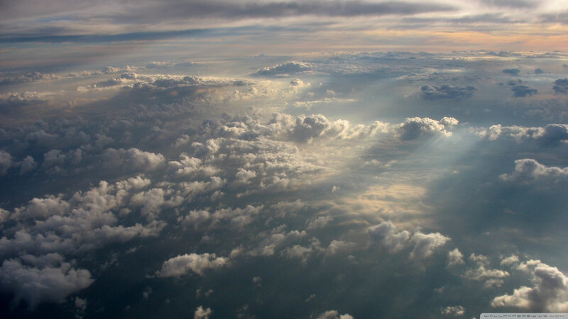 Aerial view of clouds at sunset