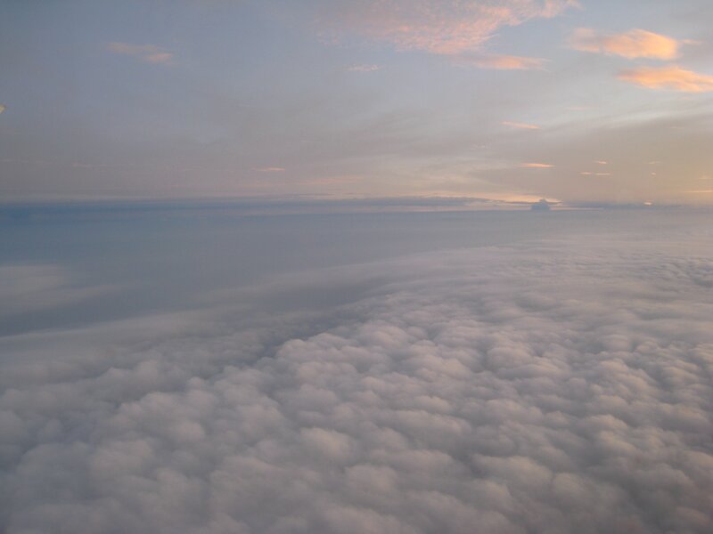 Aerial view of clouds at sunset