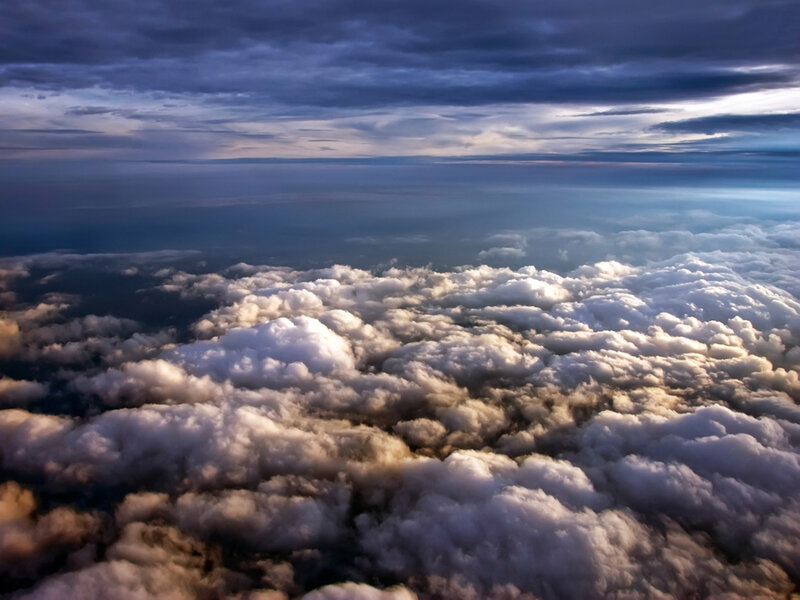 Aerial view of clouds at sunset