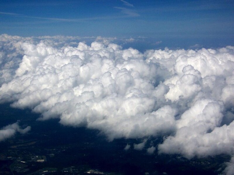 Aerial view of clouds from airplane