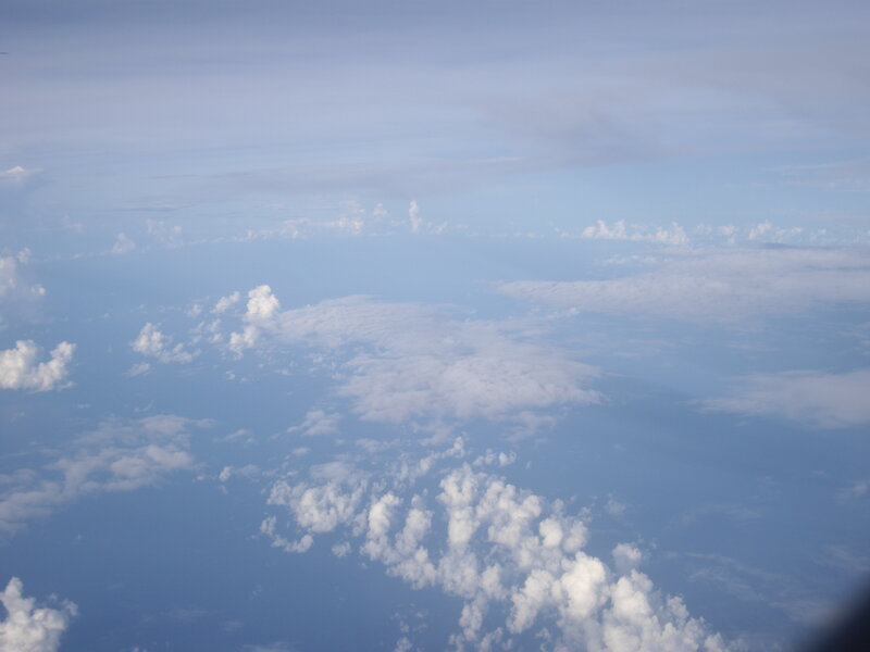 Aerial view of clouds from airplane