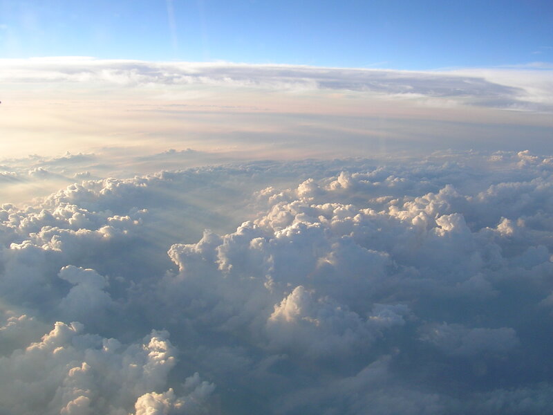 Aerial view of clouds from airplane