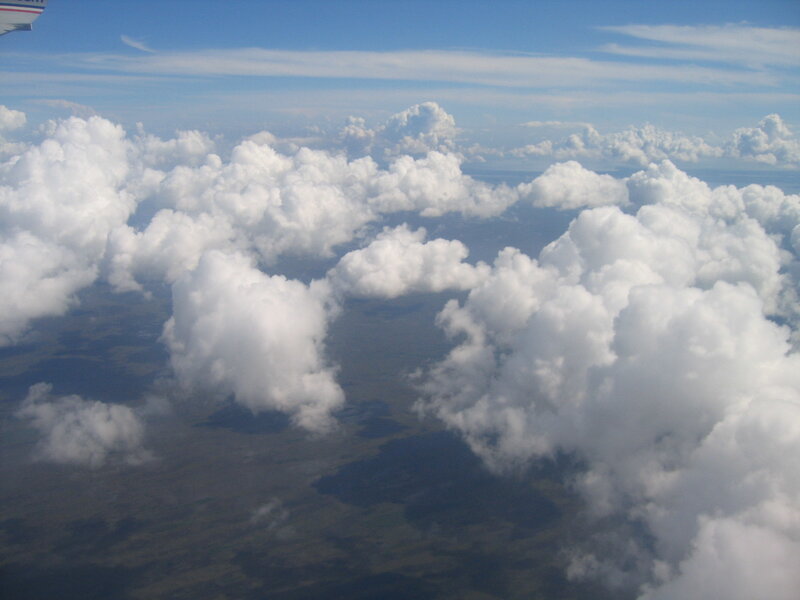 Aerial view of clouds from airplane