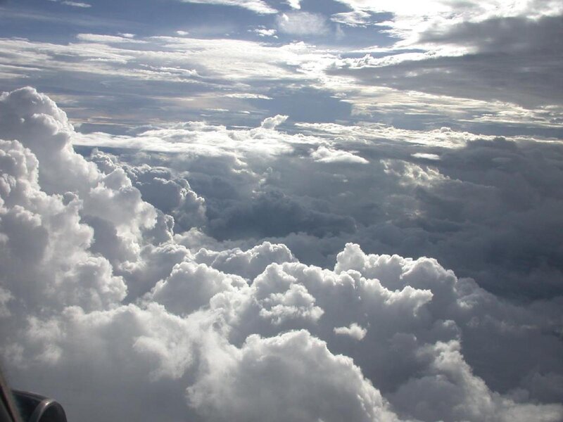 Aerial view of clouds from airplane