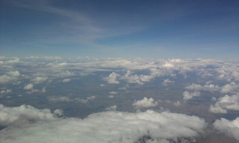 Aerial view of clouds from airplane