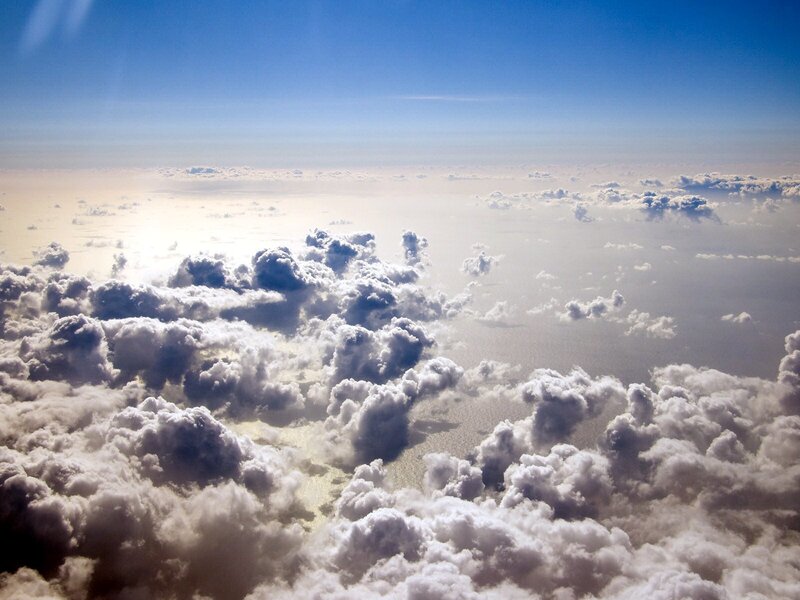 Aerial view of clouds from airplane