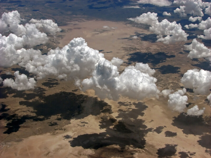 Aerial view of clouds over desert