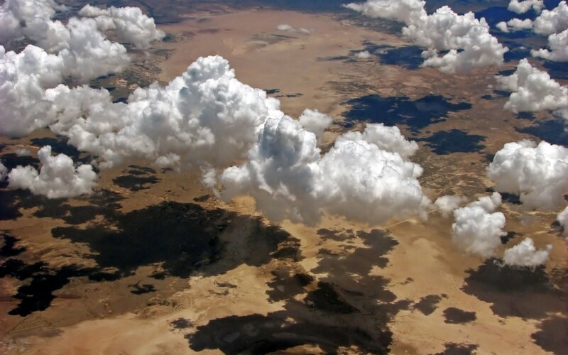 Aerial view of clouds over desert