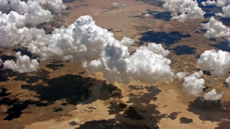 Aerial view of clouds over desert