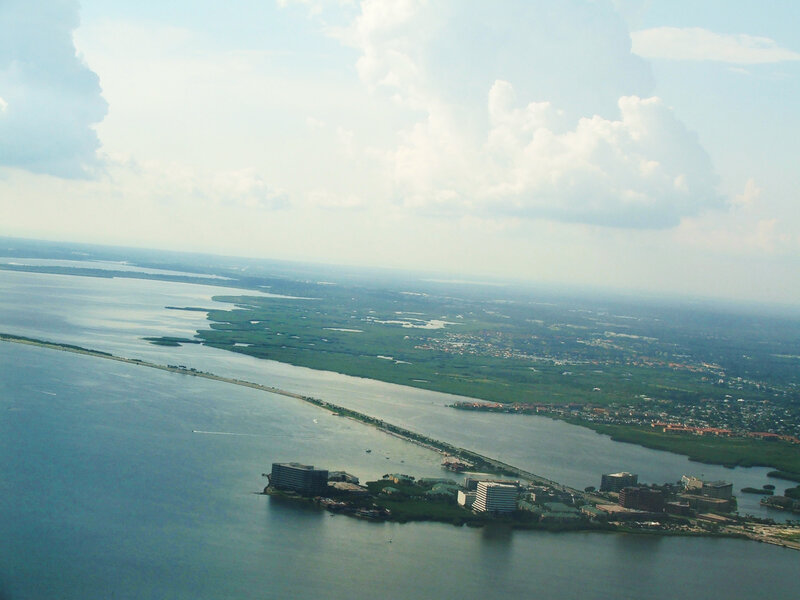 Aerial View of Coastal Area — Blue