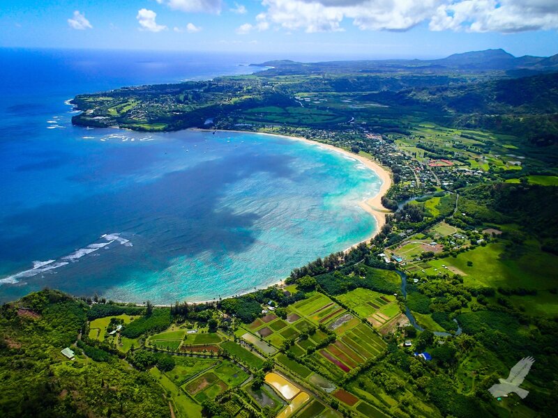 Aerial View of Coastal Bay — Blue, Serene, Afternoon