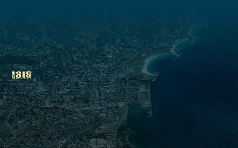 aerial view of coastal city