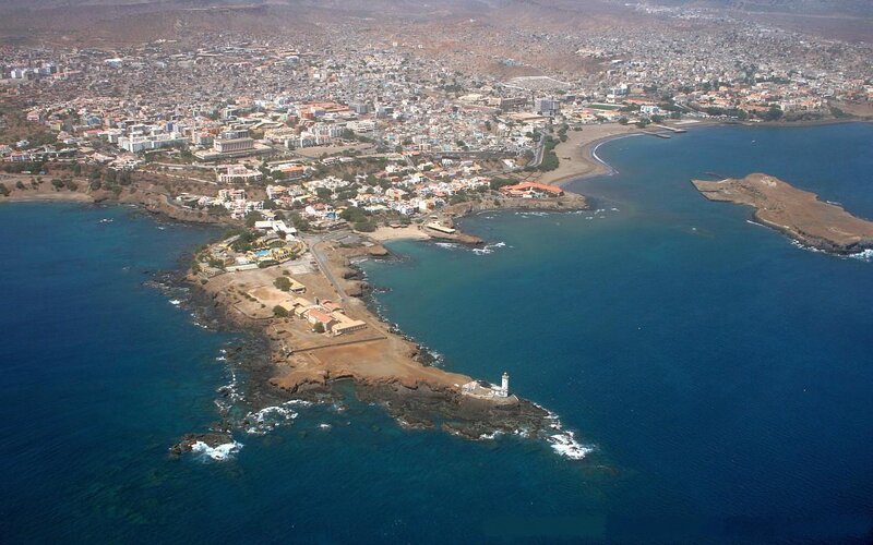 Aerial View of Coastal City — Blue, Serene, Afternoon, Photograph, Lighthouse