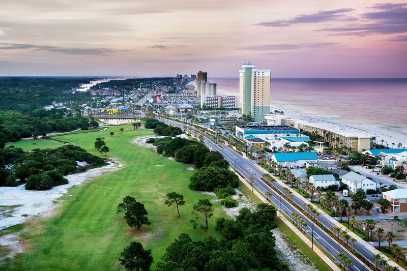 Aerial View of Coastal City — Green