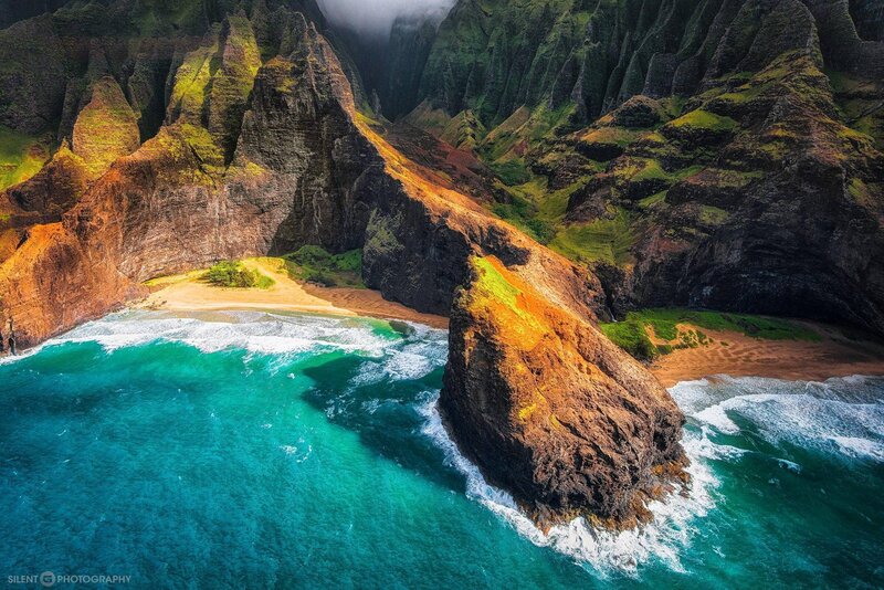 Aerial View of Coastal Cliffs — Blue