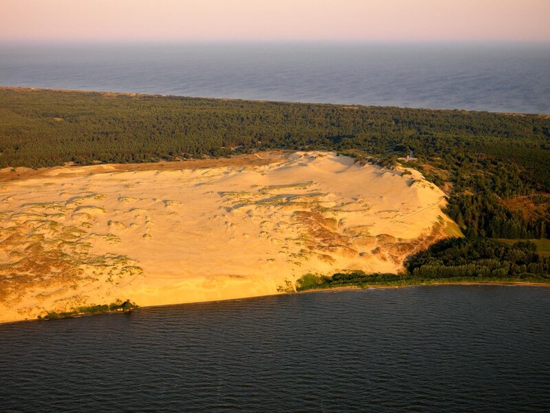 Aerial view of coastal dunes