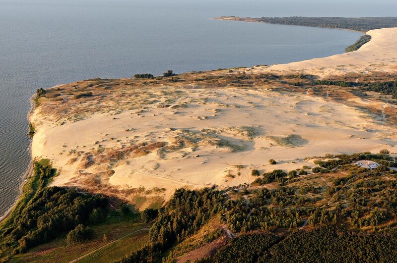 Aerial view of coastal dunes