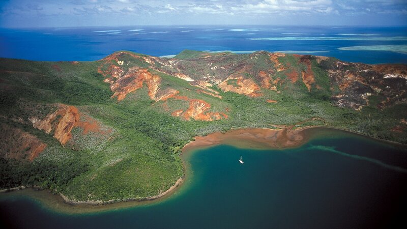 Aerial view of coastal hills