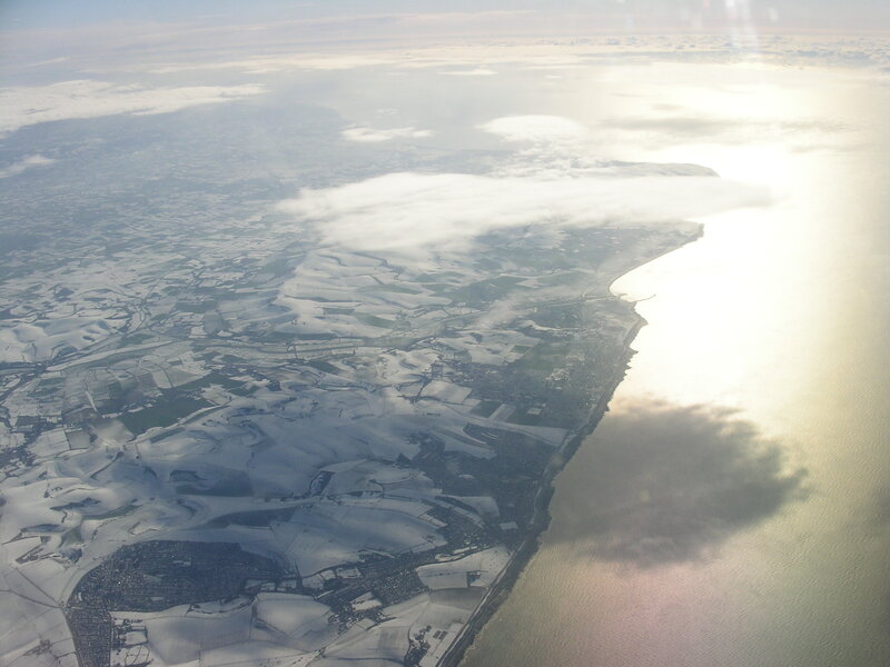 Aerial view of coastal landscape