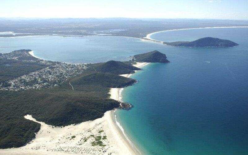 Aerial View of Coastal Landscape — Blue, Serene