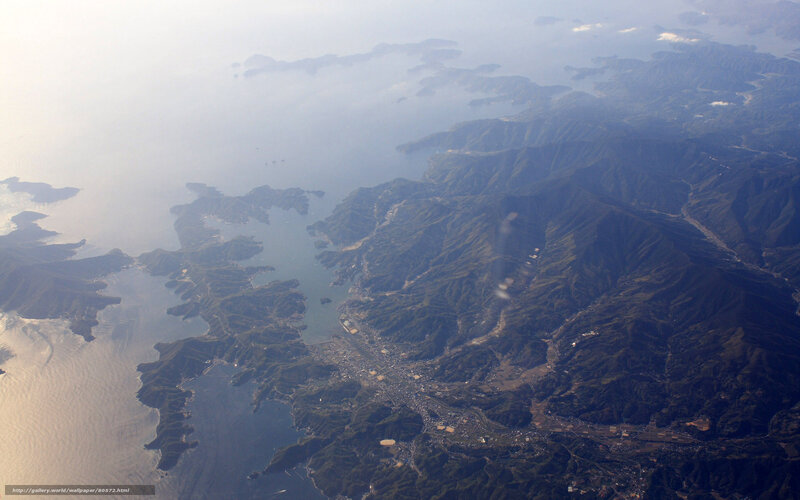 Aerial view of coastal mountains