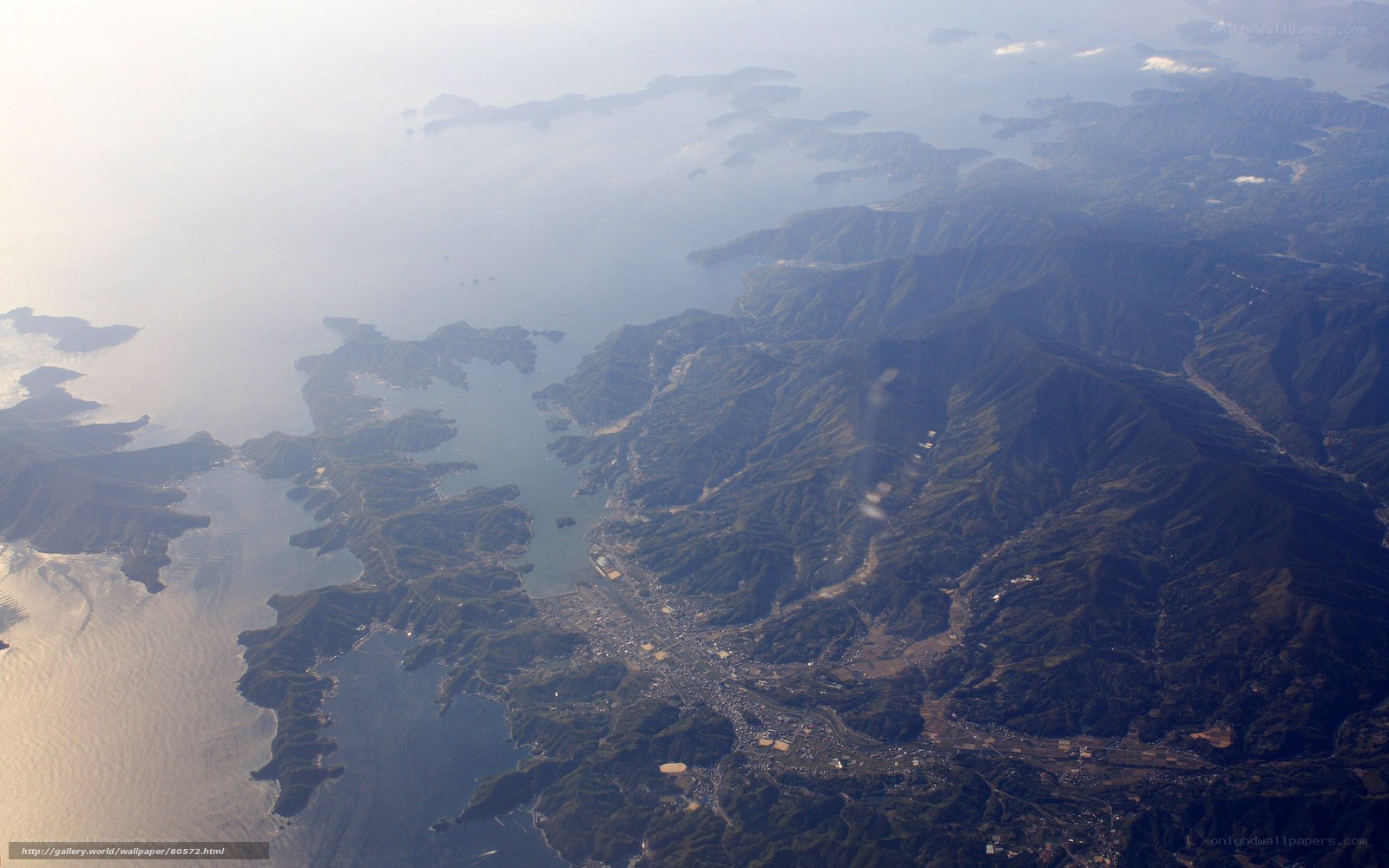 Aerial view of coastal mountains