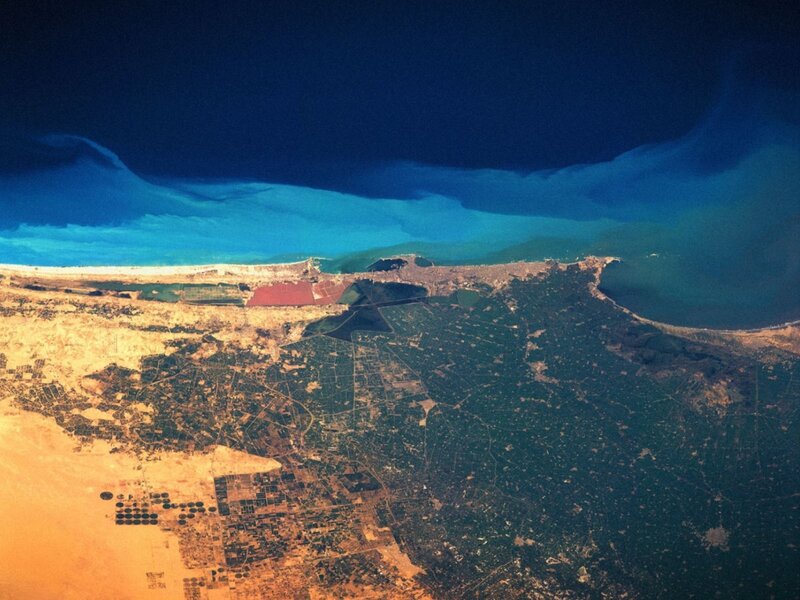Aerial view of coastal region