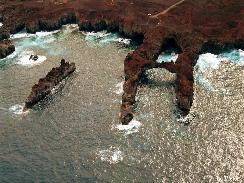 Aerial view of coastal rock formations